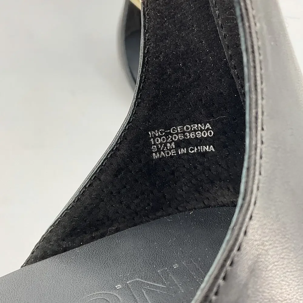 NEW I.N.C. Women’s Georna Flat Sandals Black/Gold Size 9.5M